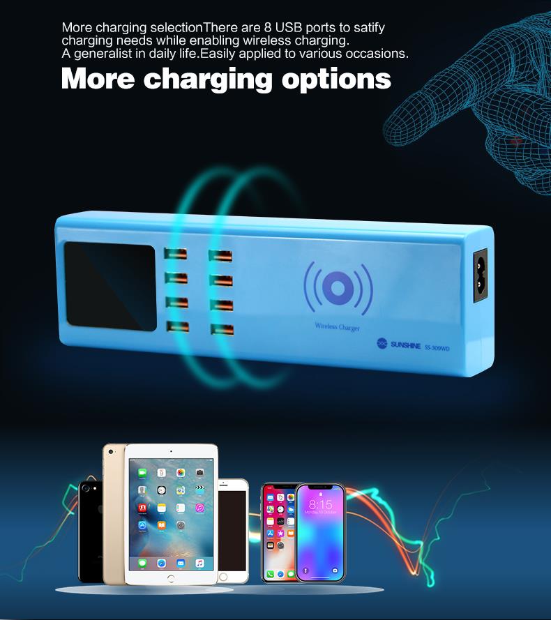 SUNSHINE SS-309WD SMART QUICK CHARGER WITH WIRELESS CHARGING